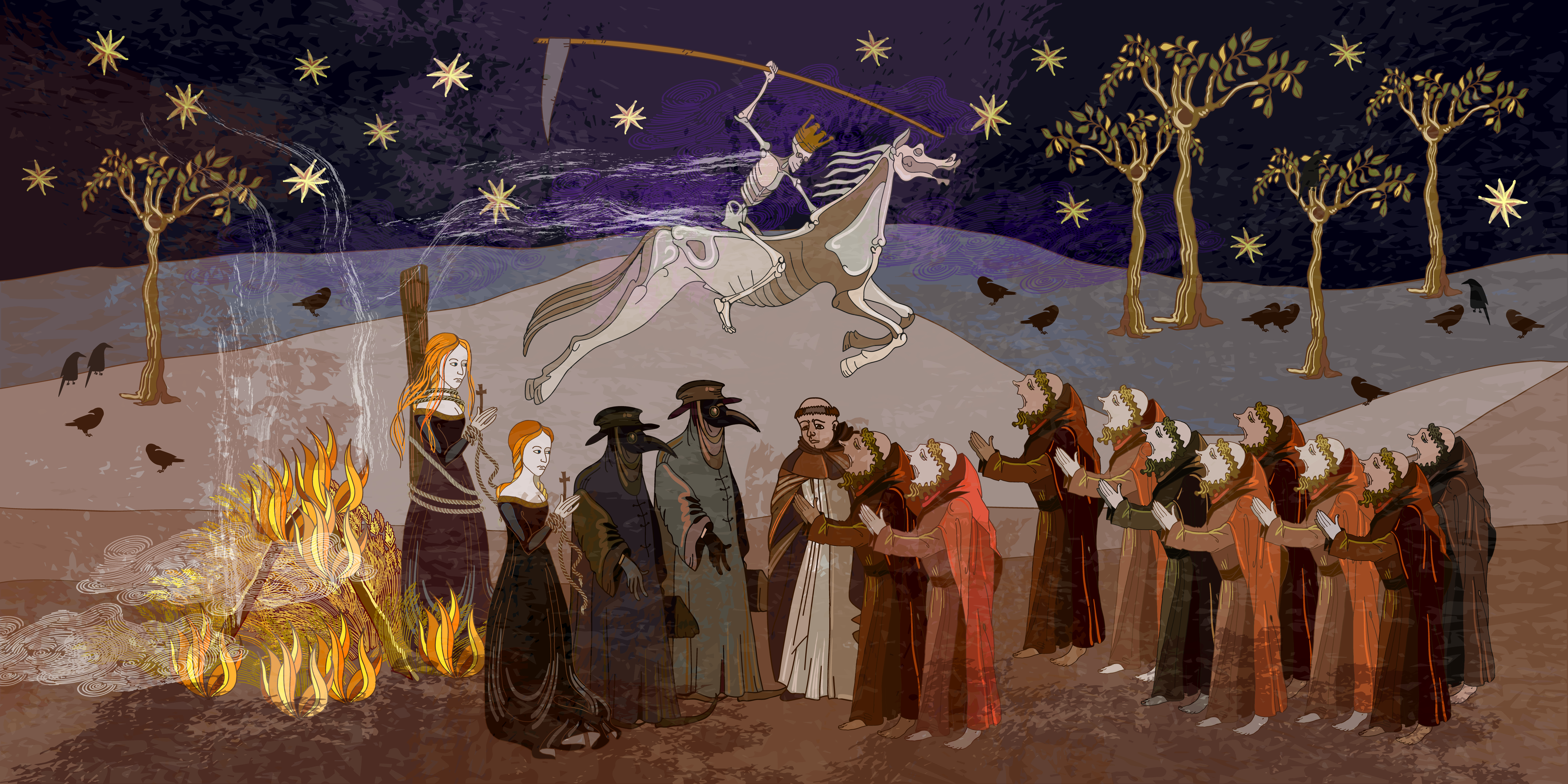 Terrible,Doctors.,Plague,Epidemic.,Coronavirus,Art.,Ancient,Book,Illustration.,Medieval