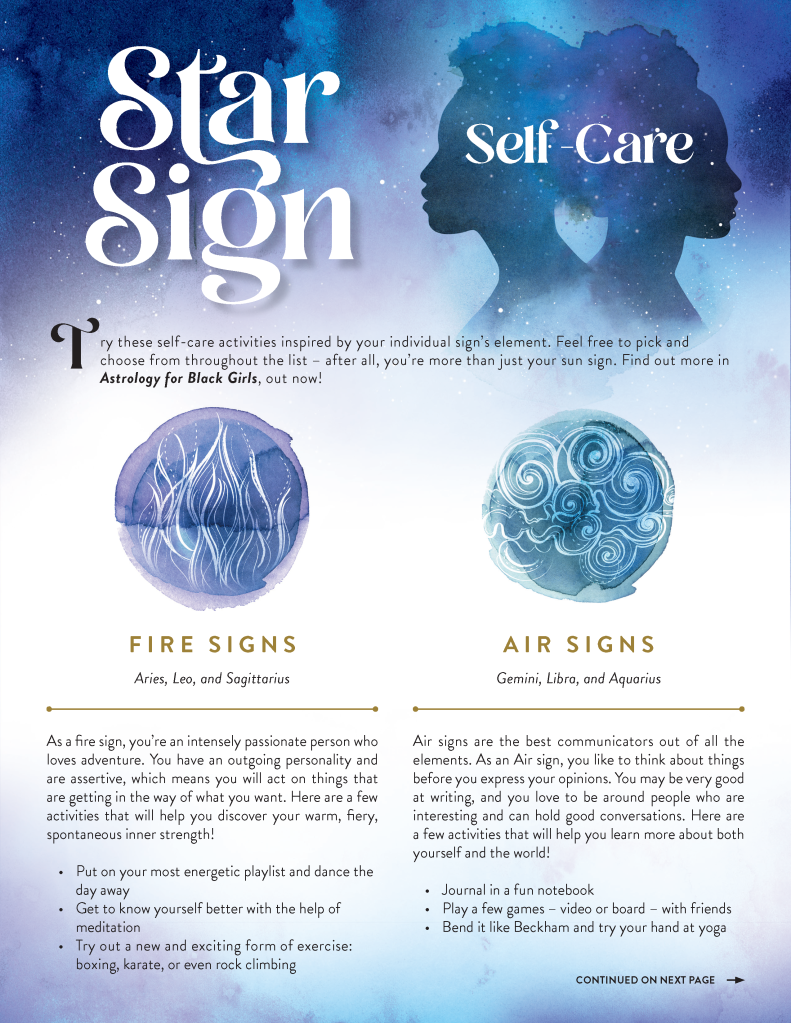 Image of first page of the Star Sign Self-Care activity sheet