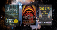 Image of three books by Nora Johnson on a space background