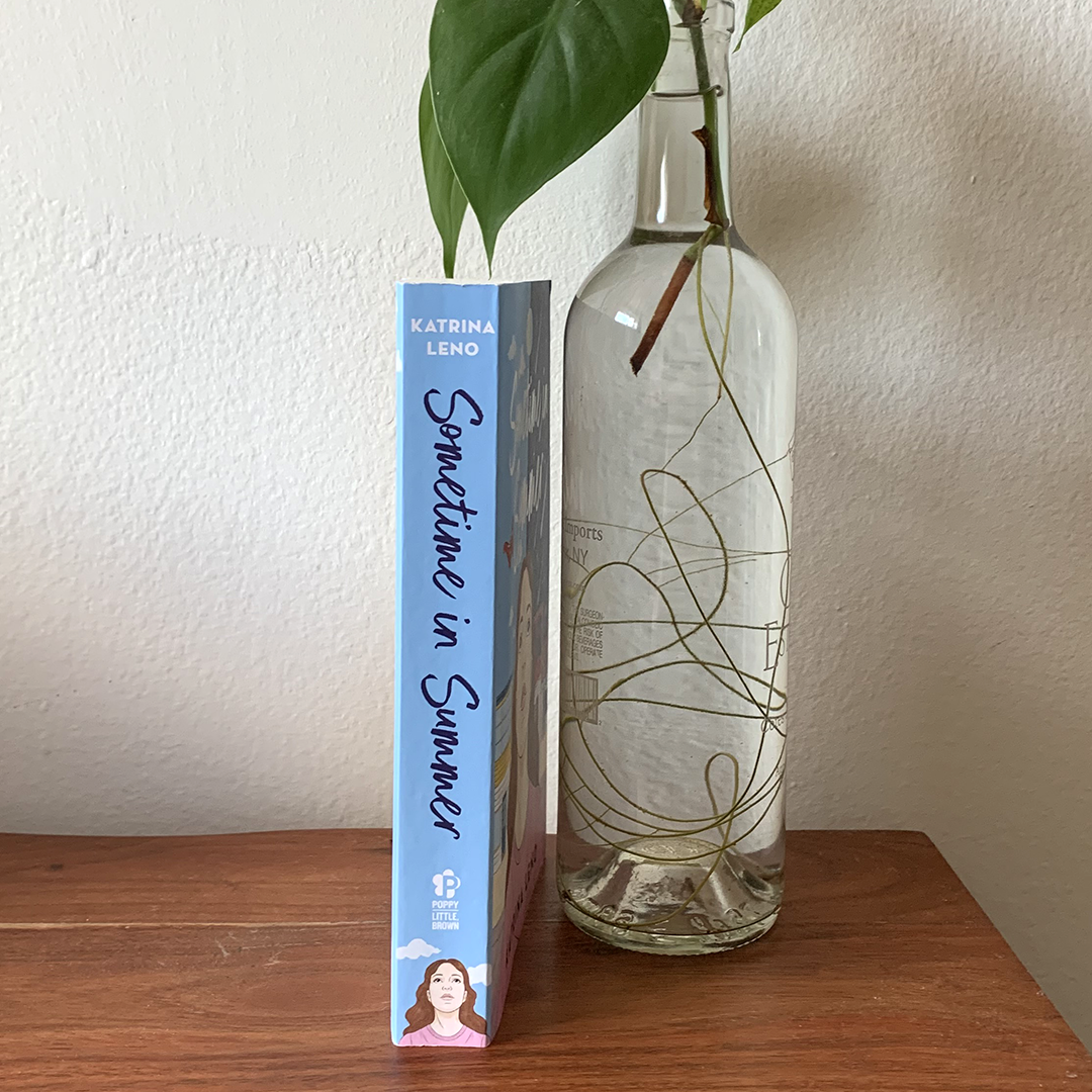Instagram image of the paperback spine of the book "Sometime in Summer" by Katrina Leno
