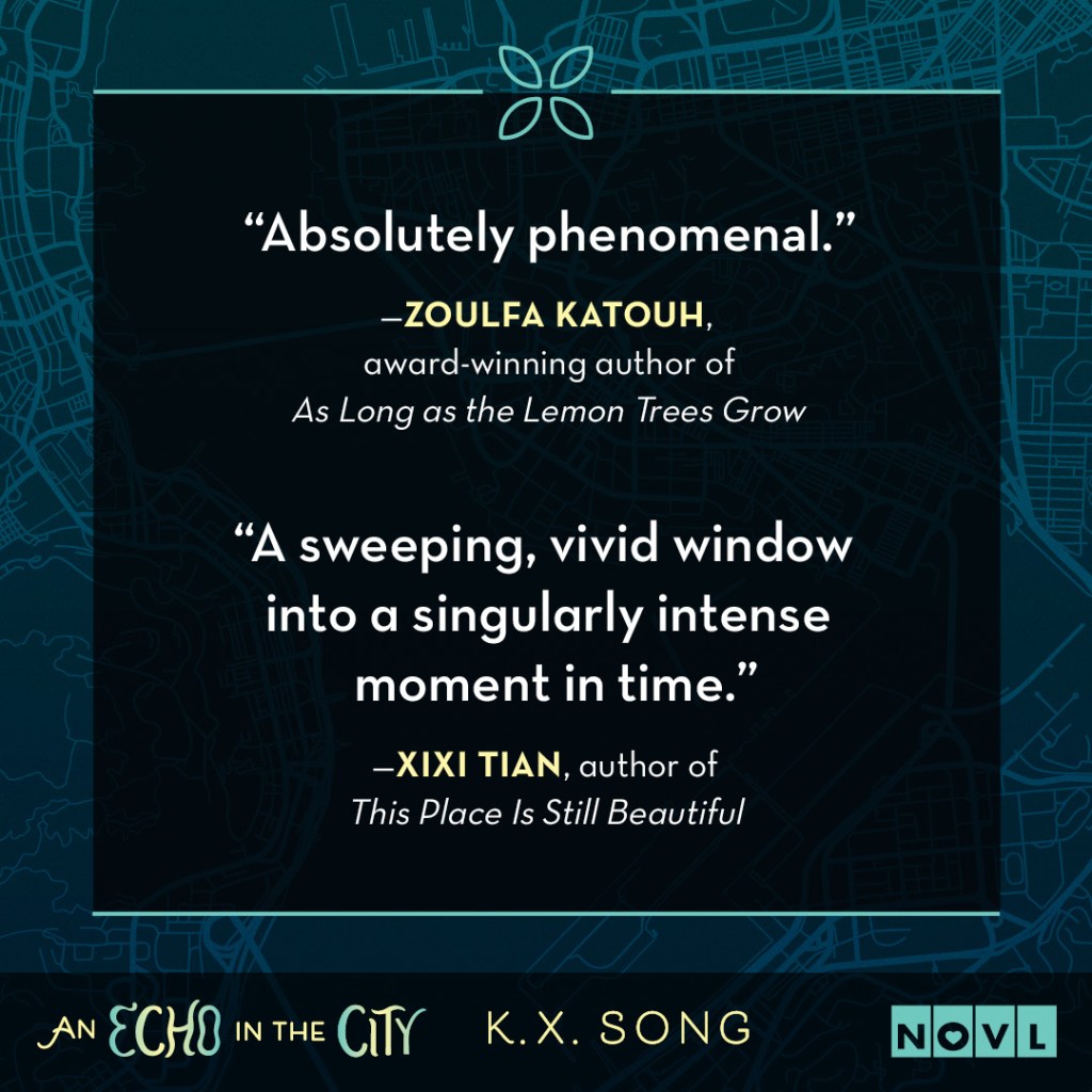 NOVL – An Echo in the City graphic with blurbs 