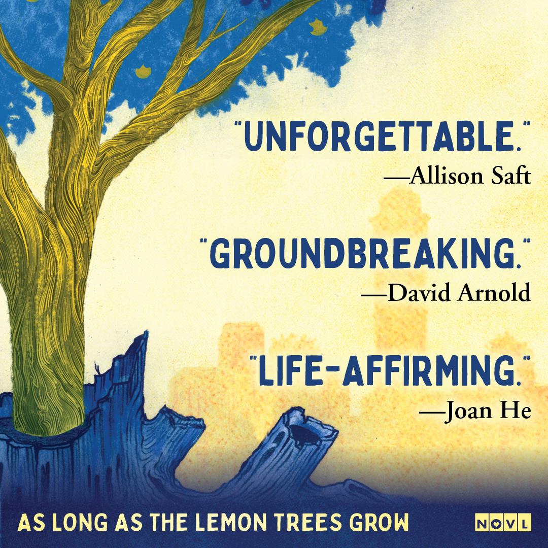 Graphic reading "Unforgettable." - Allison Saft, "Groundbreaking." - David Arnold, "Life-Affirming." - Joan He