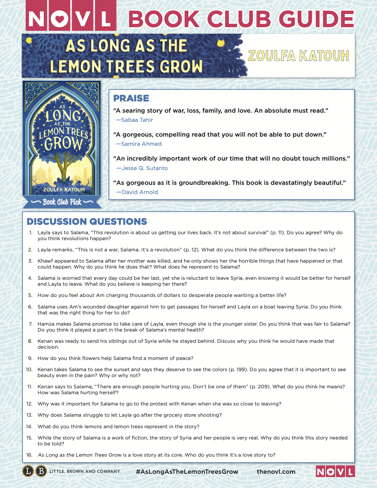 NOVL - preview image of As Long as the Lemon Trees Grow book club guide