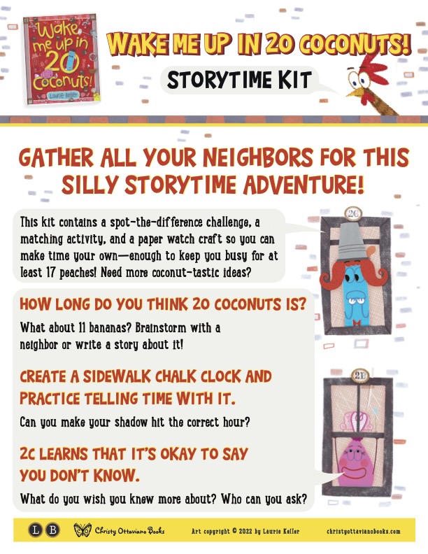 Storytime kit for Wake Me Up in 20 Coconuts!
