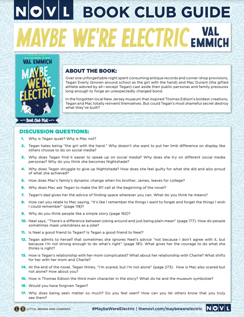 NOVL - Maybe We're Electric Book Club Guide