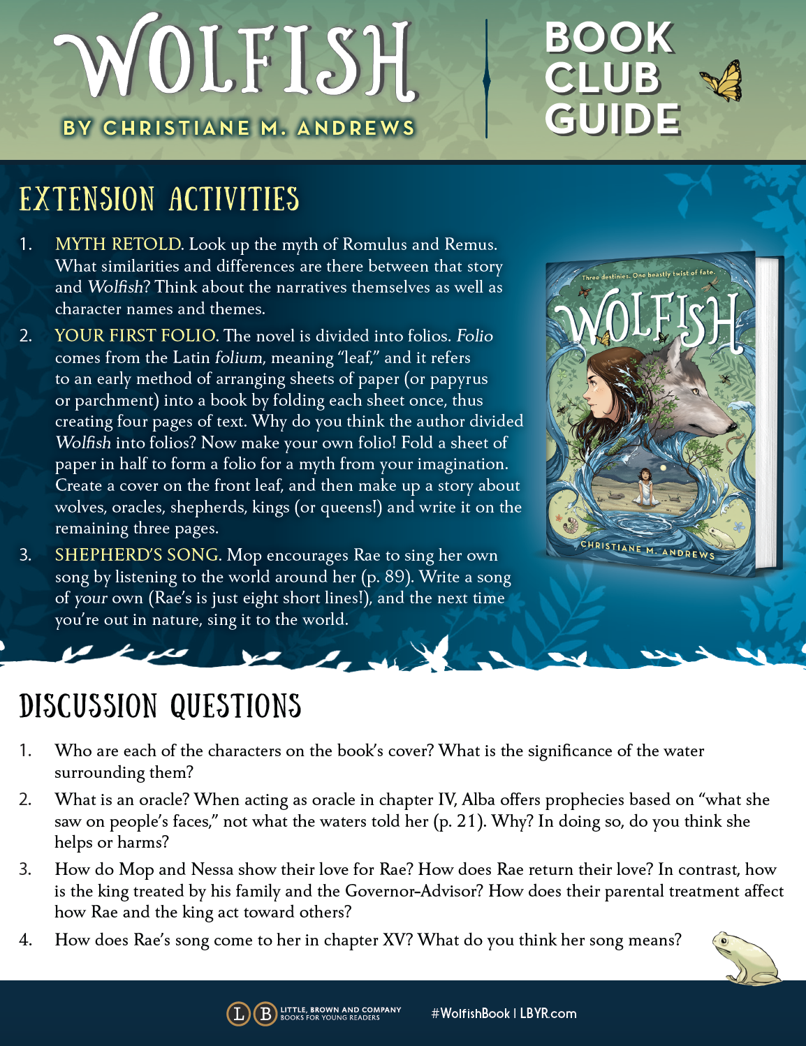 Book club guide for Wolfish by Christiane M. Andrews