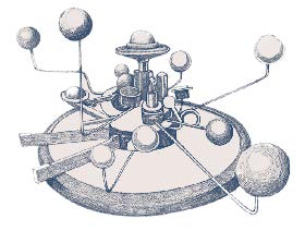 Spot art illustration of a model solar system
