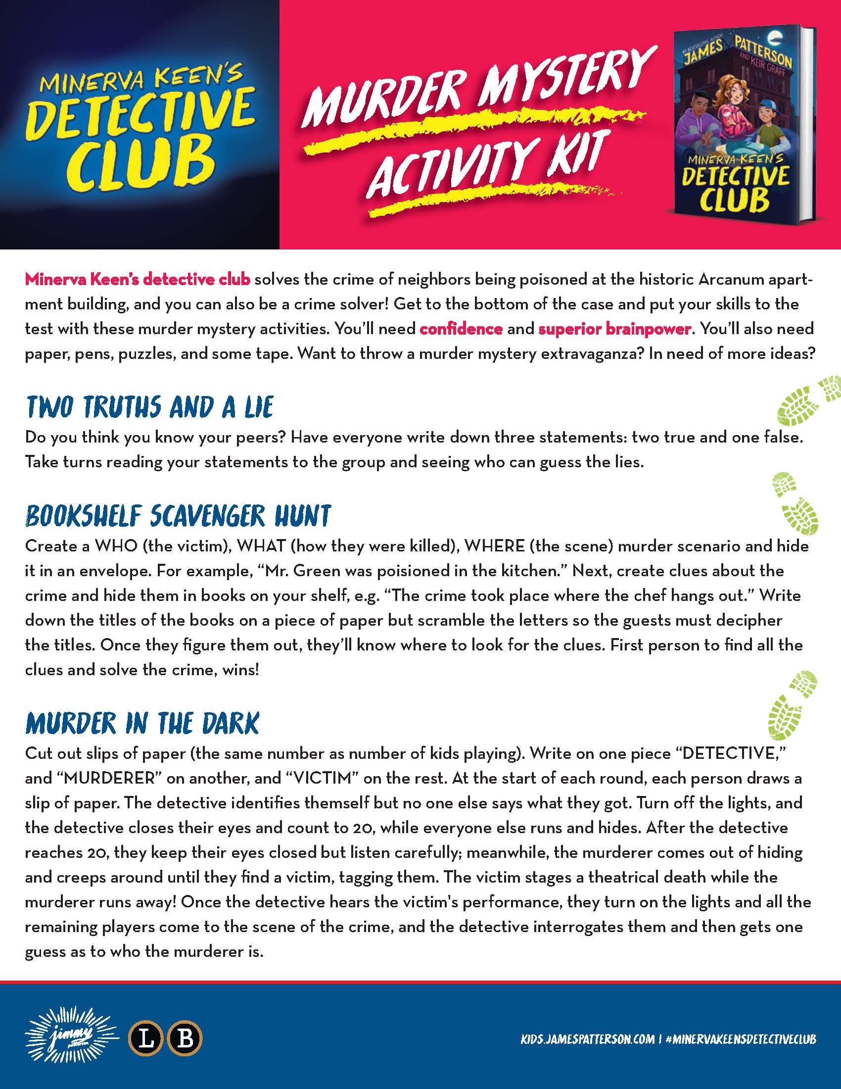 Minerva Keen's Detective Club murder mystery activity kit