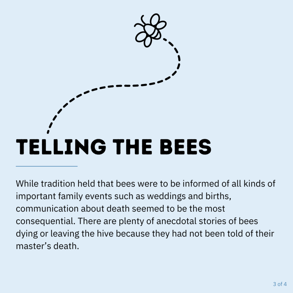 Infographic explaining the importance of the grief tradition of telling the bees.
