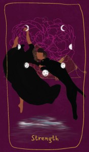 Image of the Strength card from Black Tarot