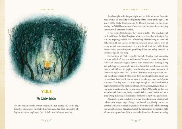 Interior spread from “Forest Magic” showing the start of the section on Yule