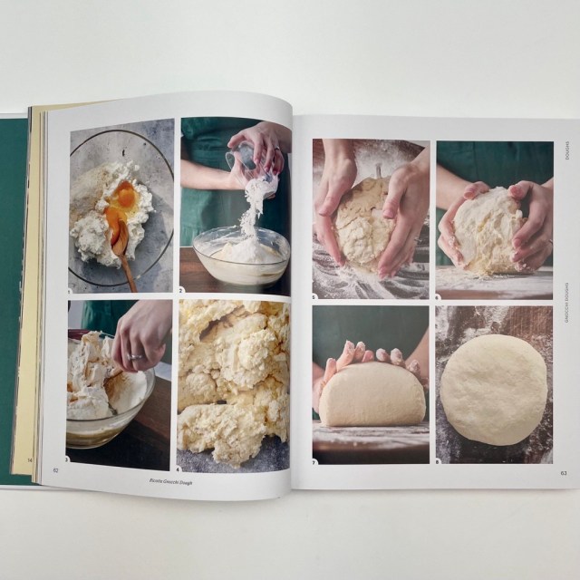 Interior photo of book with step by step images of the process for making dough