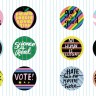 Interior spread from "The Big Book of Queer Stickers" showing stickers featuring a variety of queer and other slogans and declarations