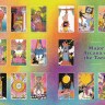 Interior spread from "The Big Book of Queer Stickers" showing stickers featuring designs from the Major Arcana cards of "Queer Tarot"