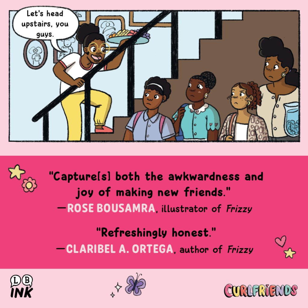 LBYR - graphic with blurb quotes and art from 'Curlfriends'