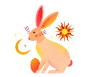 Illustration of an Easter Bunny, from Ritual by Nikki Van De Car, illustrated by Bárbara Tamilin