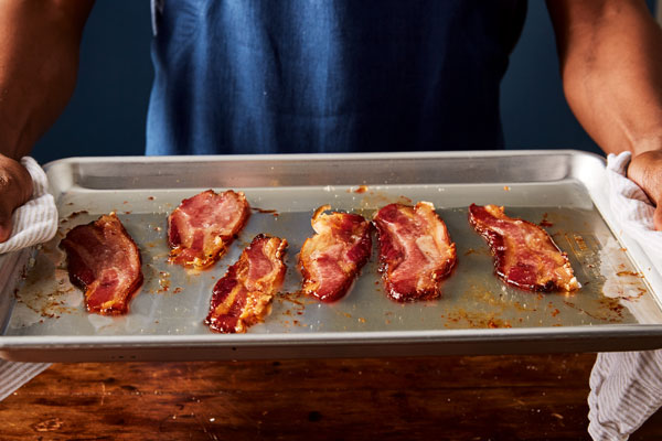 Image of cooked bacon on a sheetpan.  Photo © Keller + Keller Photography, excerpted from The Fat Kitchen.