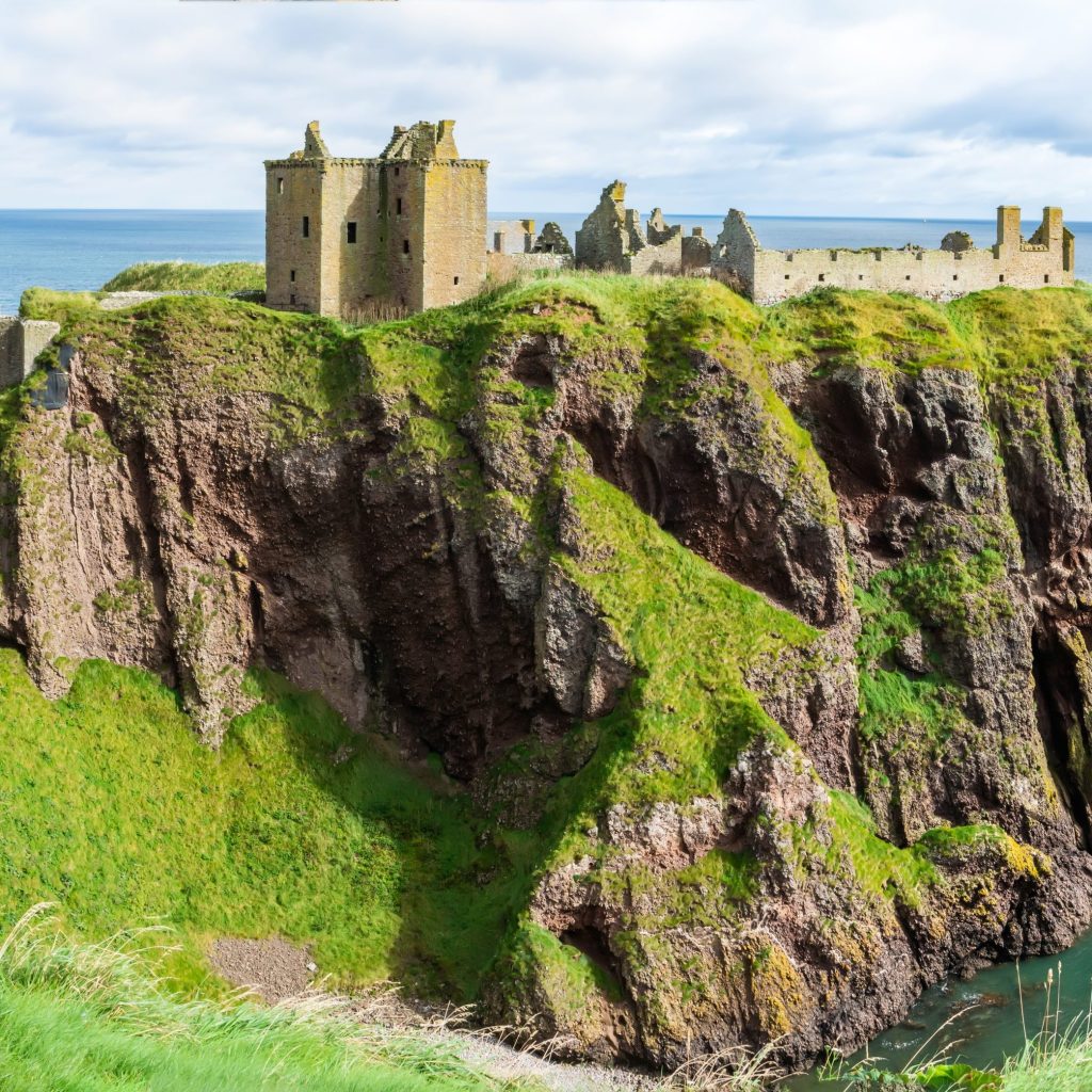 The ruins of Scotland's Dunnottar Castle, perched above the North Sea