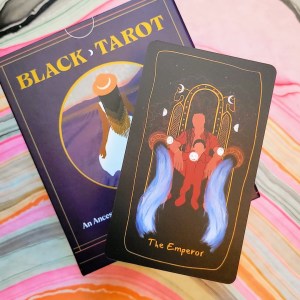 Photo of the Emperor card from the "Black Tarot" deck