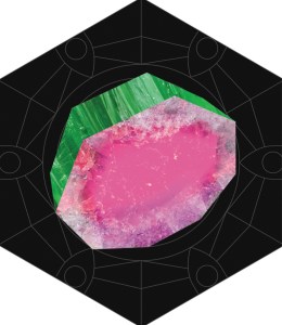 The Watermelon Tourmaline card from "Mystic Mondays: The Crystal Grid Deck"