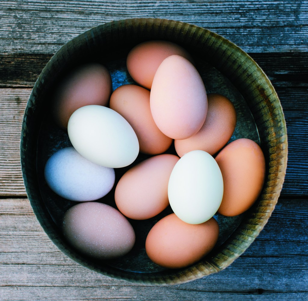 Photo of fresh eggs in a bowl taken by Elizabeth Cecil 