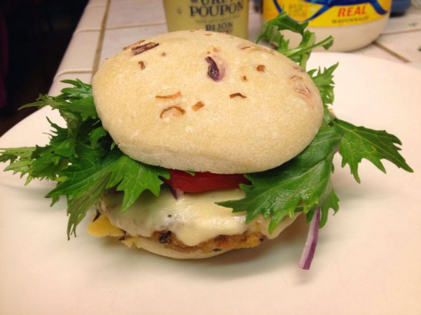 Photo of a spent-grain veggie burger.