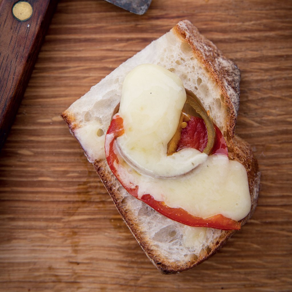 Photo of toasted cheese on bread.