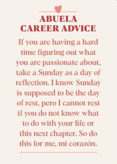 Abuela Career Advice card from “The Little Deck of Abuelita Wisdom”