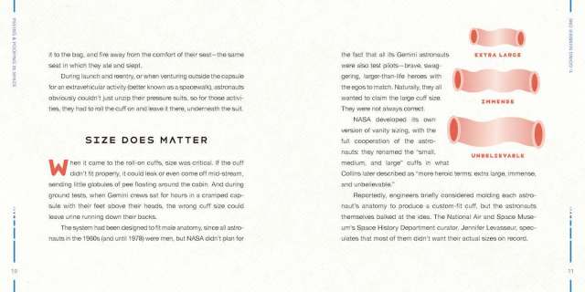Interior spread from “Peeing and Pooping in Space,” showing the beginning of the section “Size Does Matter.”