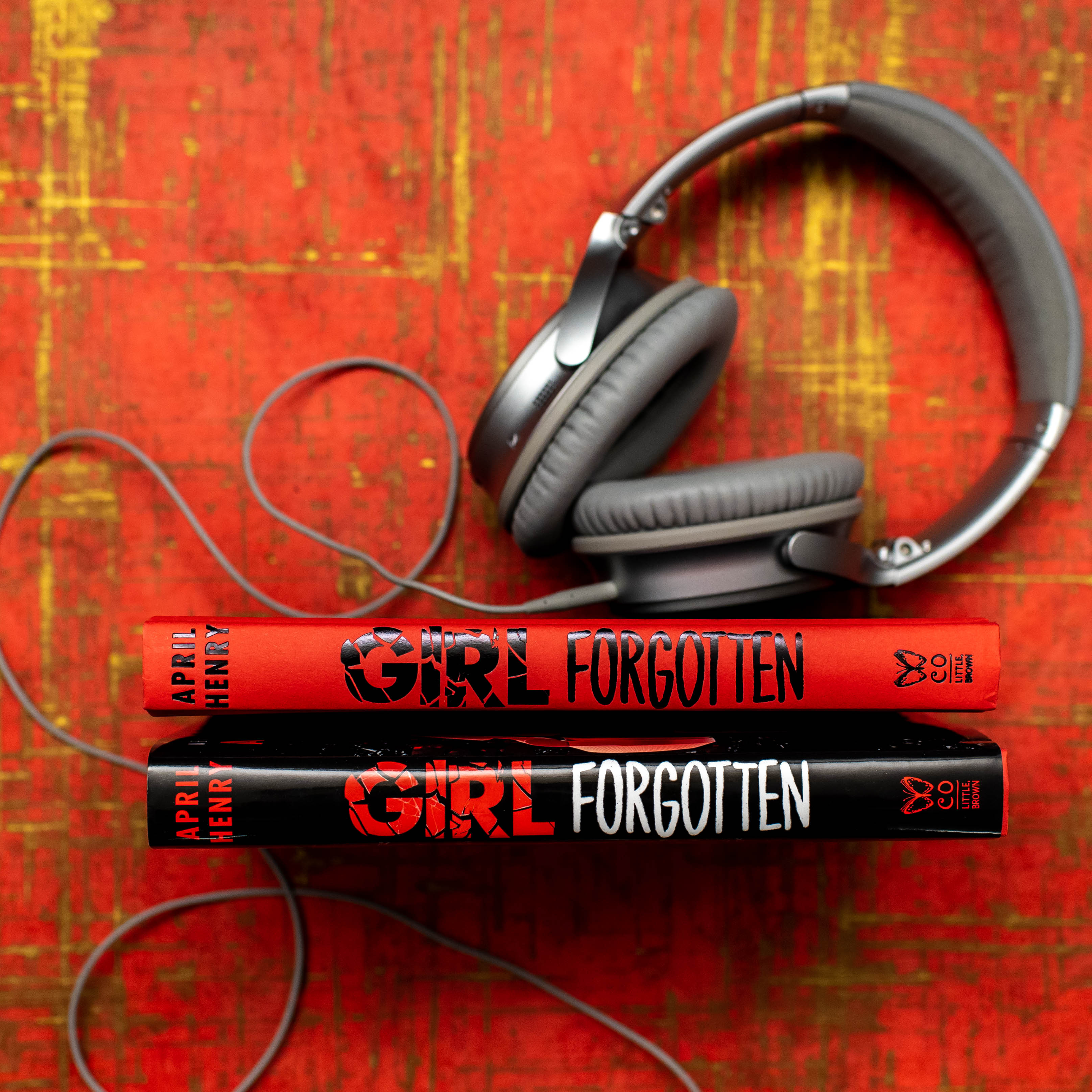 Instagram image of the hardcover spines of "Girl Forgotten" by April Henry