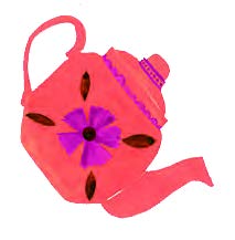 Illustration of a teapot in a pouring position from "The Young Witch's Guide to Living Magically." illustrated by Anisa Makhoul