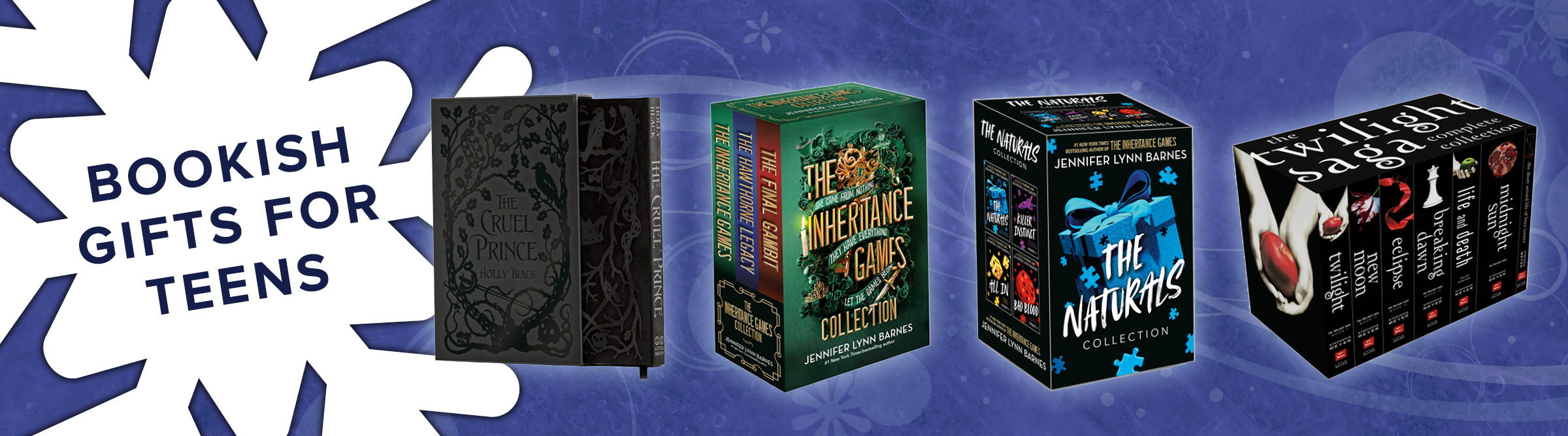 Banner that says "Bookish Gifts For Teens" promoting box sets and special editions 