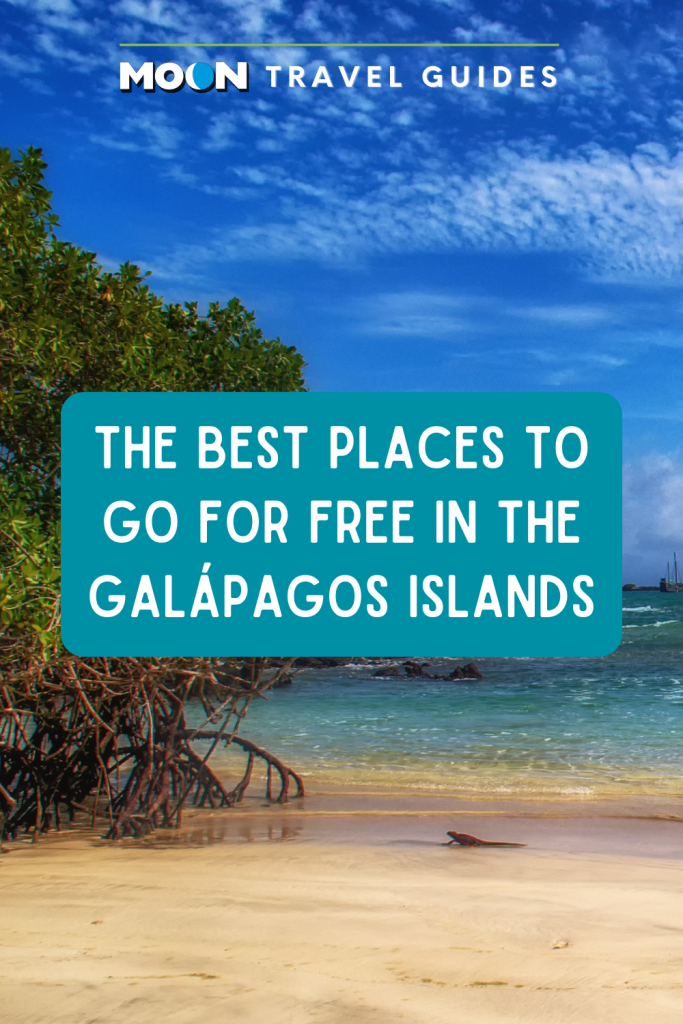 Image of beach with text the best places to go for free in the Galápagos Islands