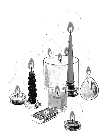 Line illustration of candles, from "make your own magic"