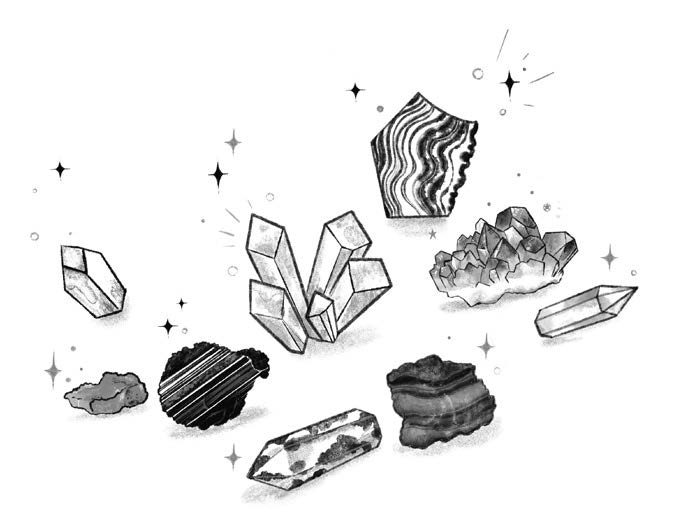 Line illustration of crystals, from "make your own magic"
