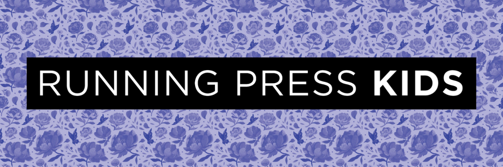 Running Press Kids website banner. The background is taken from Running Press' upcoming title, Enchanted Tales. It features dark blue flowers on a lighter blue background.