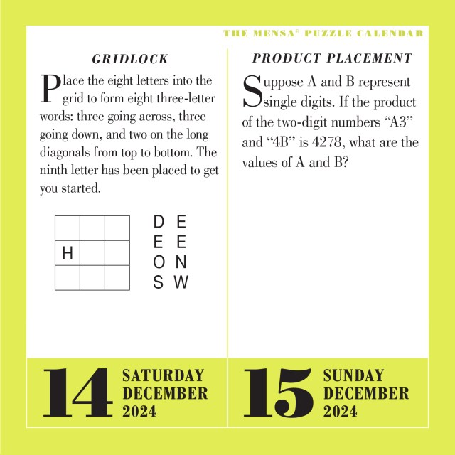 Mensa® 365 Brain Puzzlers Page-A-Day Calendar 2024 by Workman Calendars |  Hachette Book Group