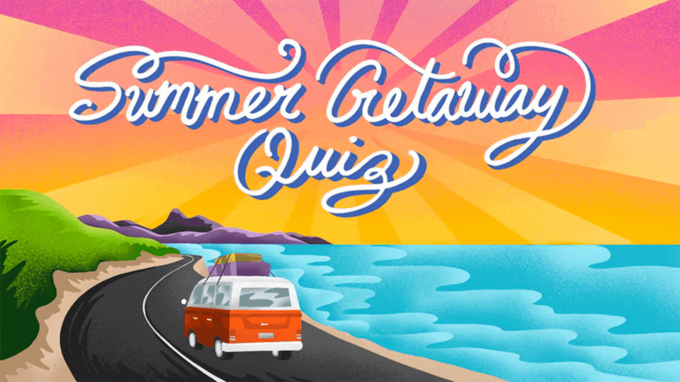 Animated GIF of a VW bus driving next to a beach