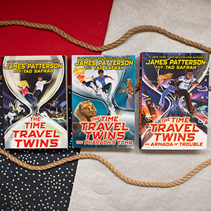 Bookshot image of the 3 Time Travel Twins series books in order.