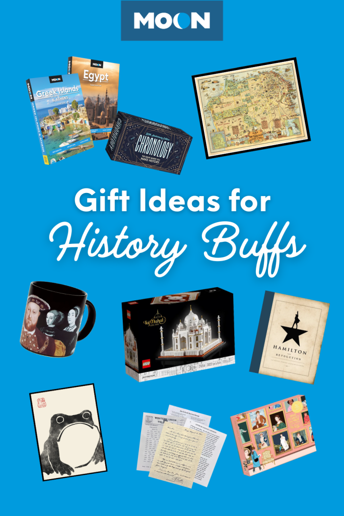 colorful pin graphic with images of gifts scattered around the heading title