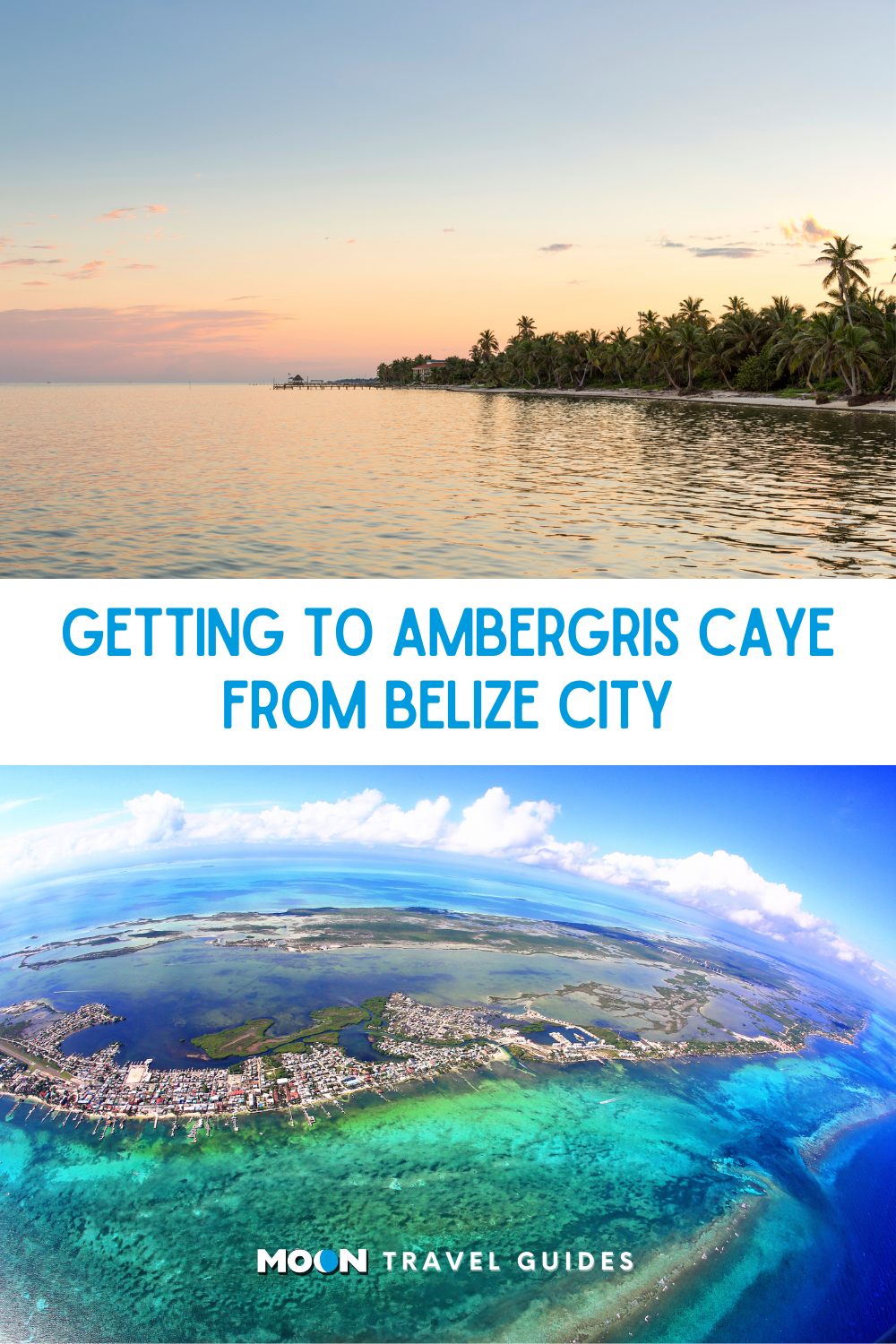image graphic of a calm beach at sunset and coral reef surrounding an island coast