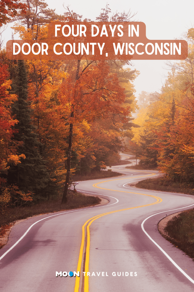 image graphic of a winding fall road with heading text overlaid and moon logo at the bottom