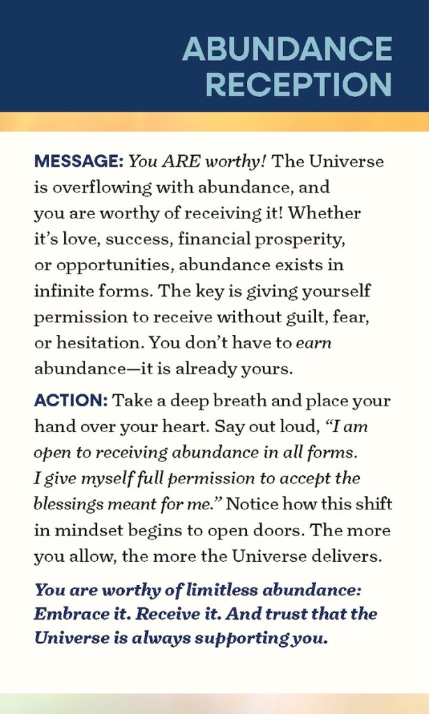 The Abundance Reception card from The Guide(s) Deck