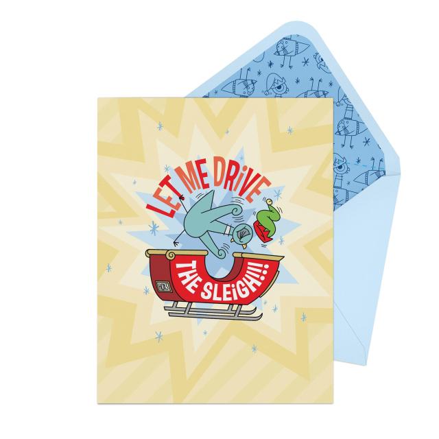 The Pigeon Let Me Drive the Sleigh!!! Greeting Card