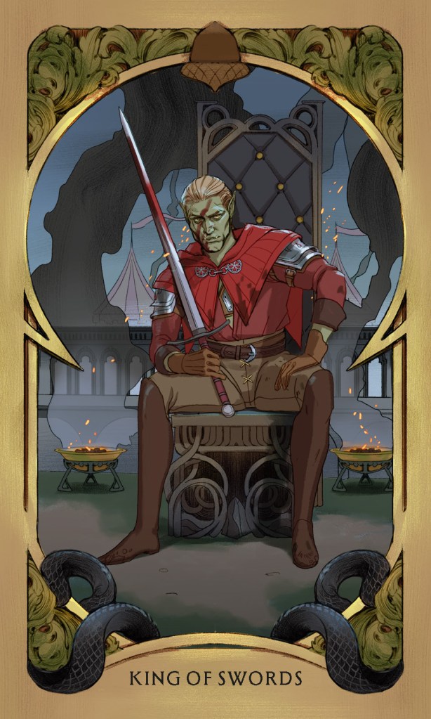 The King of Swords card from Holly Black's Faerie Tarot