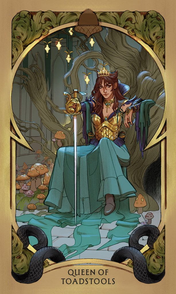The Queen of Toadstools card from Holly Black's Faerie Tarot
