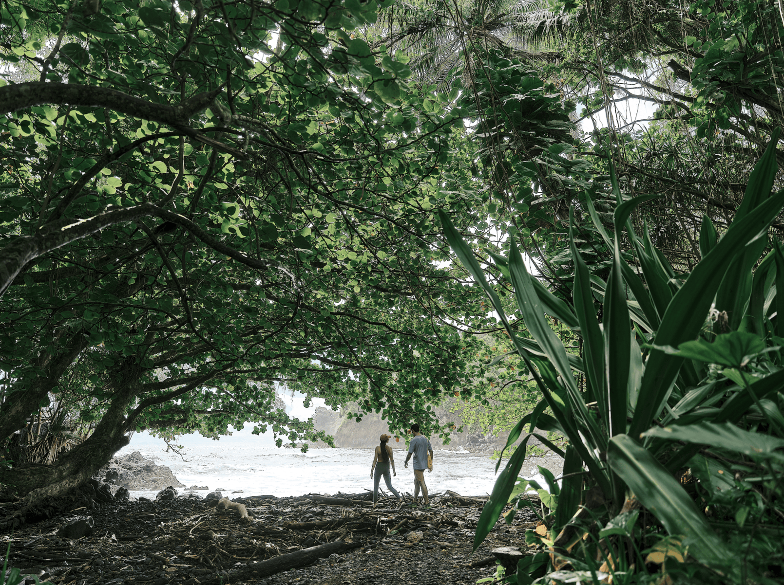 Two hikers on the Onomea Bay Trail