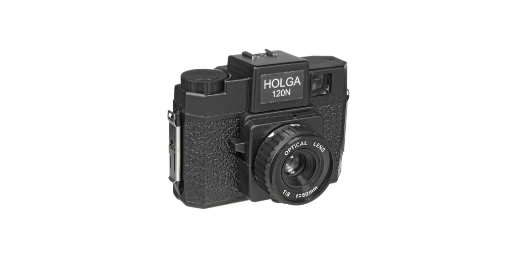 a black, vintage holga camera